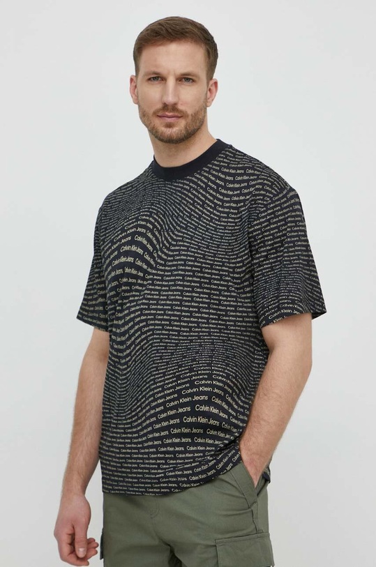 Bavlnené tričko Calvin Klein Jeans relaxed čierna J30J325428