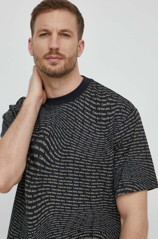 Bavlnené tričko Calvin Klein Jeans čierna J30J325428