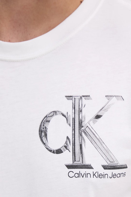Bavlněné tričko Calvin Klein Jeans J30J325498 bílá