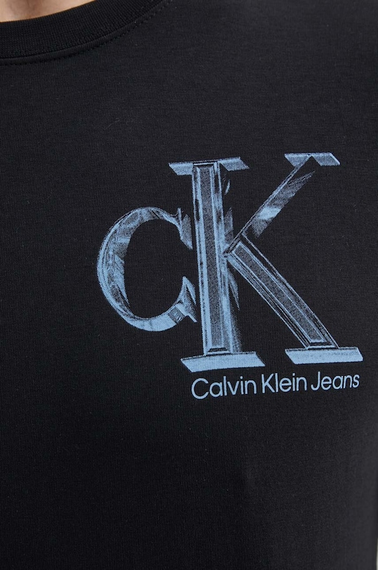 Βαμβακερό μπλουζάκι Calvin Klein Jeans μαύρο J30J325498