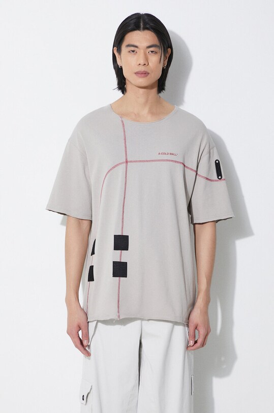 Памучна тениска A-COLD-WALL* Intersect T-Shirt бежов ACWMTS179