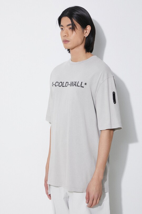 Bavlnené tričko A-COLD-WALL* Overdye Logo T-Shirt sivá ACWMTS186