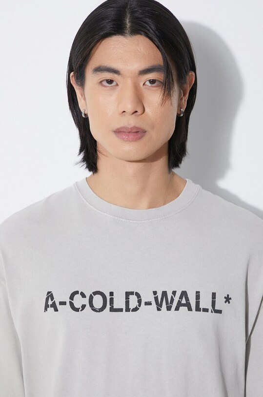 Bavlnené tričko A-COLD-WALL* Overdye Logo T-Shirt ACWMTS186 sivá