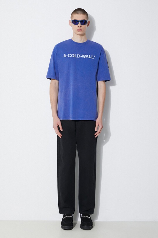Памучна тениска A-COLD-WALL* Overdye Logo T-Shirt ACWMTS186 син SS24