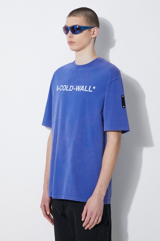 Памучна тениска A-COLD-WALL* Overdye Logo T-Shirt син ACWMTS186