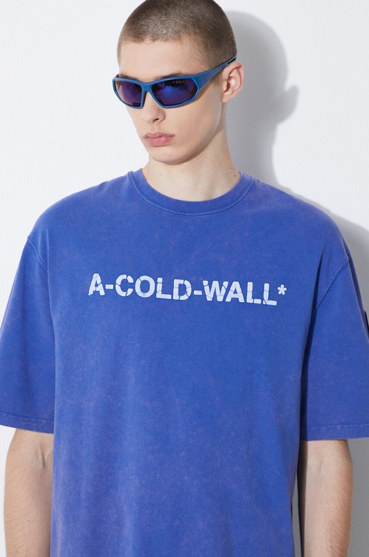 Памучна тениска A-COLD-WALL* Overdye Logo T-Shirt ACWMTS186 син