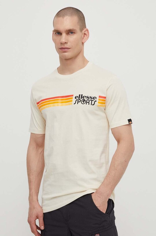 Βαμβακερό μπλουζάκι Ellesse Sorranta T-Shirt μπεζ SHV20128