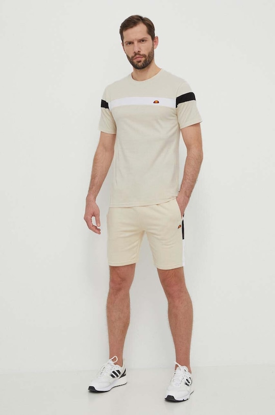 Βαμβακερό μπλουζάκι Ellesse SHR17433 μπεζ SS24