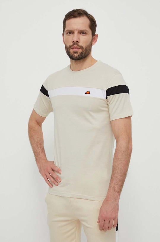 Βαμβακερό μπλουζάκι Ellesse μπεζ SHR17433