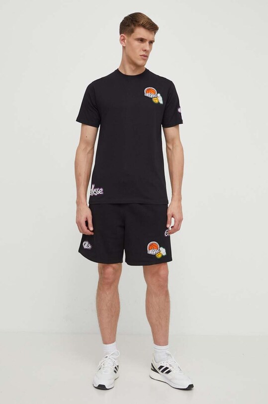 Ellesse tricou din bumbac Boretto T-Shirt imprimeu negru SHV20120