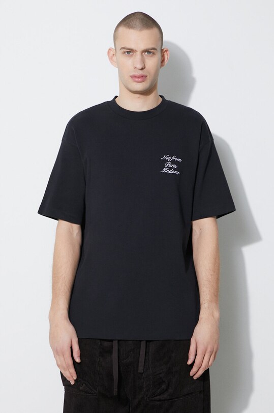Clothing Drôle de Monsieur cotton t-shirt Le T-Shirt Slogan Cursive D.TS198.CO002.BL black