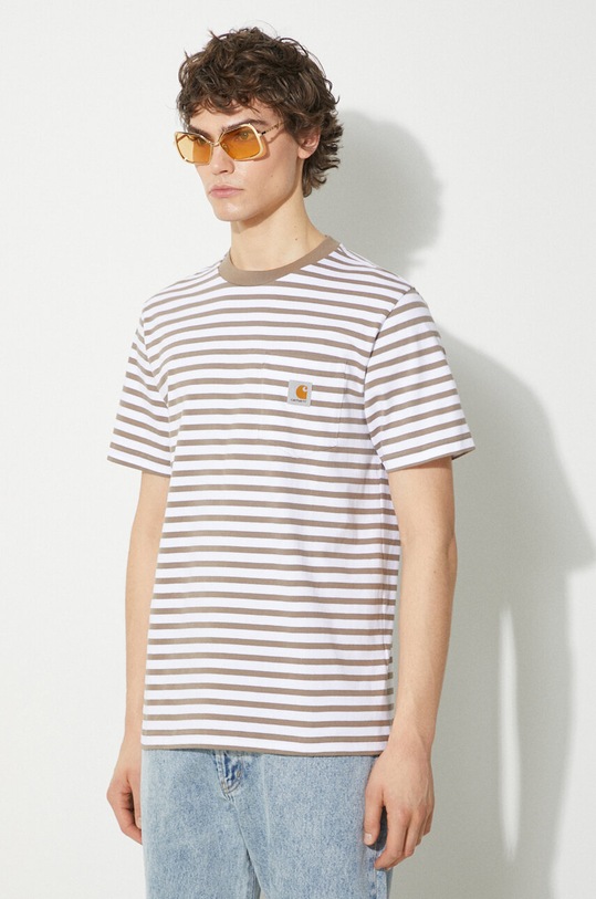 Carhartt WIP cotton t-shirt S/S Seidler Pocket T-Shirt brown I032311.1Z2XX