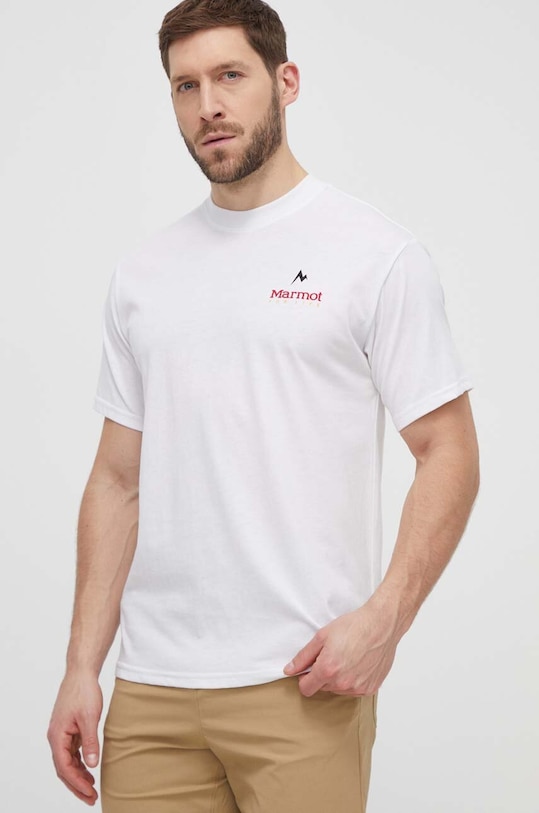 Odzież Marmot t-shirt sportowy Marmot For Life M15345 biały