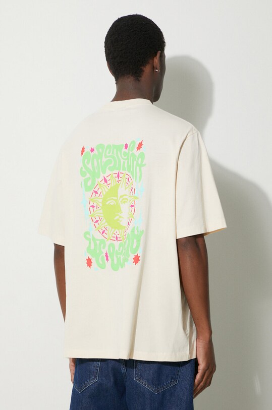 Marcelo Burlon tricou din bumbac Solsticio Over print bej CMAA054S24JER0070C50