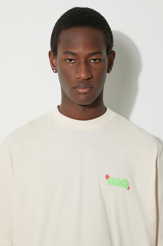 Marcelo Burlon tricou din bumbac Solsticio Over bej CMAA054S24JER0070C50