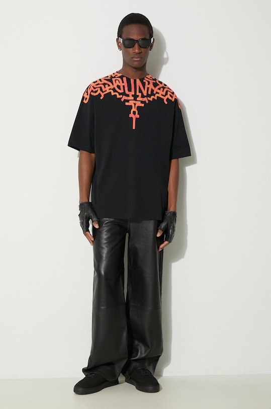 Marcelo Burlon tricou din bumbac Graffiti Wings CMAA054S24JER0011020 negru SS24