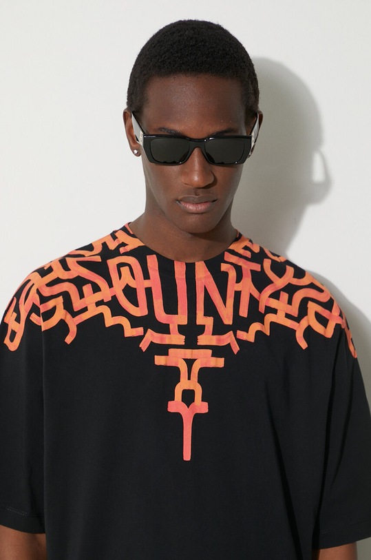 Marcelo Burlon tricou din bumbac Graffiti Wings CMAA054S24JER0011020 negru