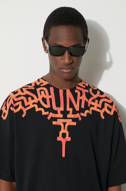 Marcelo Burlon tricou din bumbac Graffiti Wings CMAA054S24JER0011020 negru