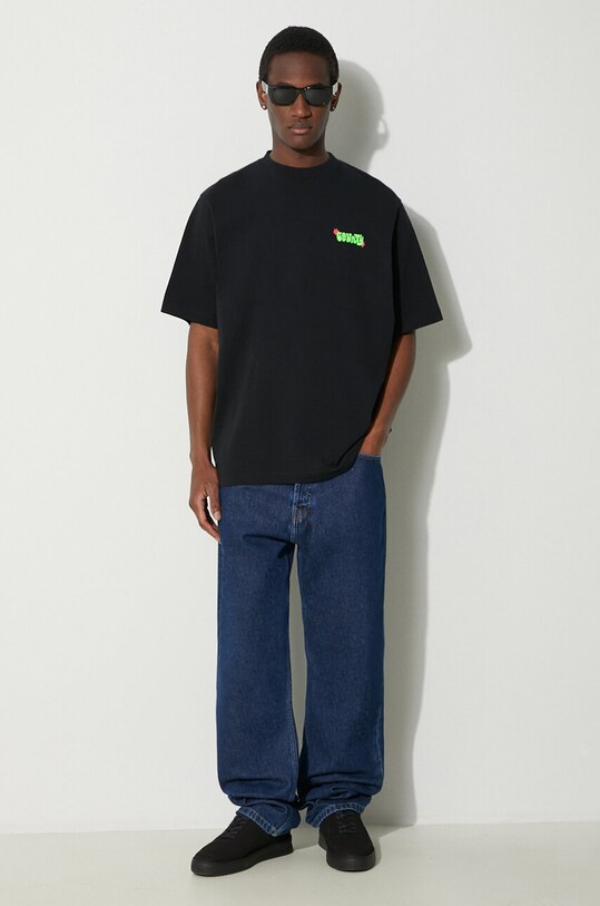 Marcelo Burlon tricou din bumbac Solsticio Over CMAA054S24JER0071050 negru SS24