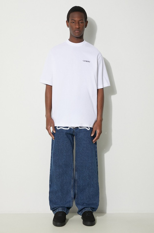 Pamučna majica Marcelo Burlon County Manifesto CMAA054S24JER0080110 bijela SS24