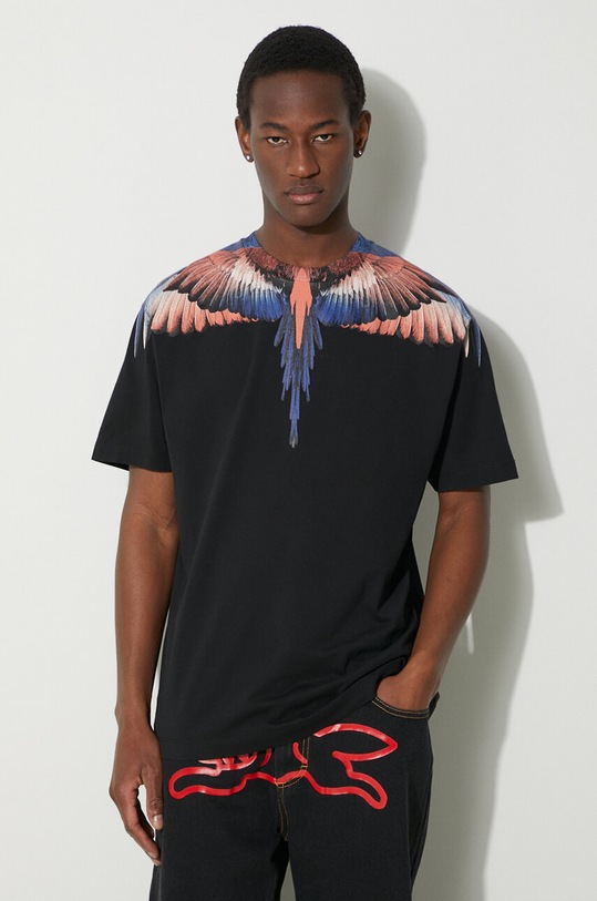 Marcelo Burlon tricou din bumbac Icon Wings Basic print negru CMAA056S24JER0011026