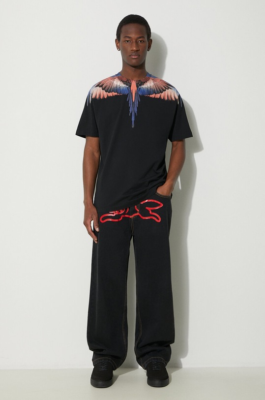 Marcelo Burlon tricou din bumbac Icon Wings Basic CMAA056S24JER0011026 negru SS24