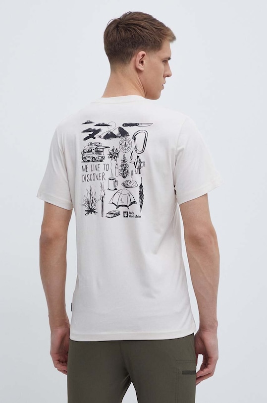 Odzież Jack Wolfskin t-shirt bawełniany 1809761 beżowy