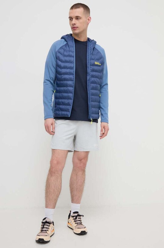 Бавовняна футболка Jack Wolfskin 1809761 темно-синій SS24