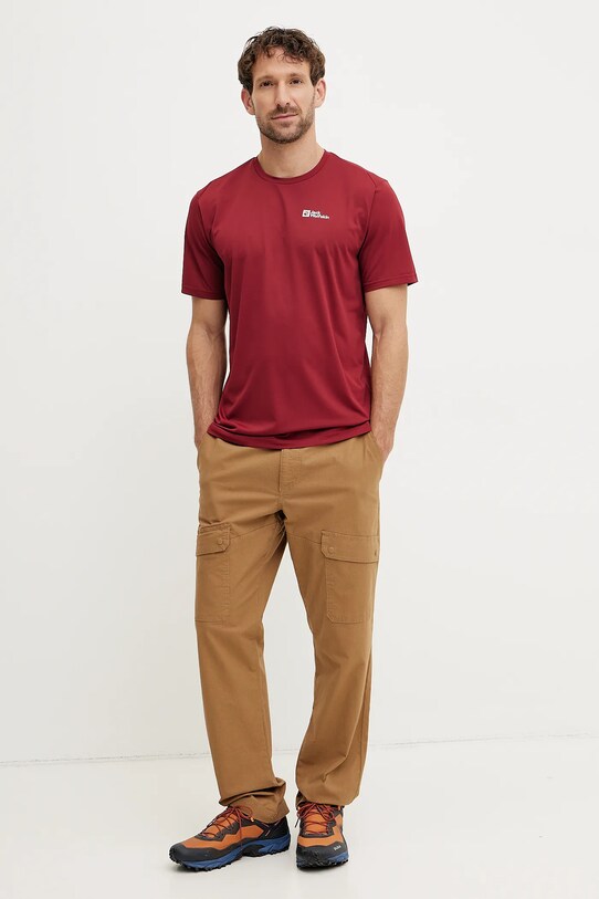 Športna kratka majica Jack Wolfskin Delgami 1809811 bordo SS25