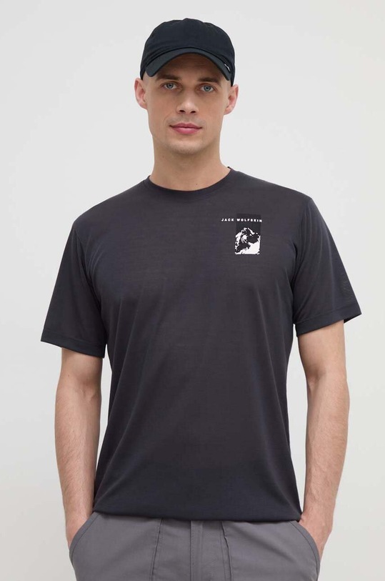 Odzież Jack Wolfskin t-shirt sportowy Vonnan 1809941 czarny
