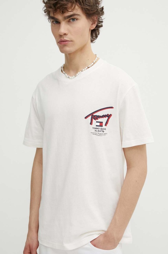 Tommy Jeans t-shirt bawełniany DM0DM18574 beżowy SS24