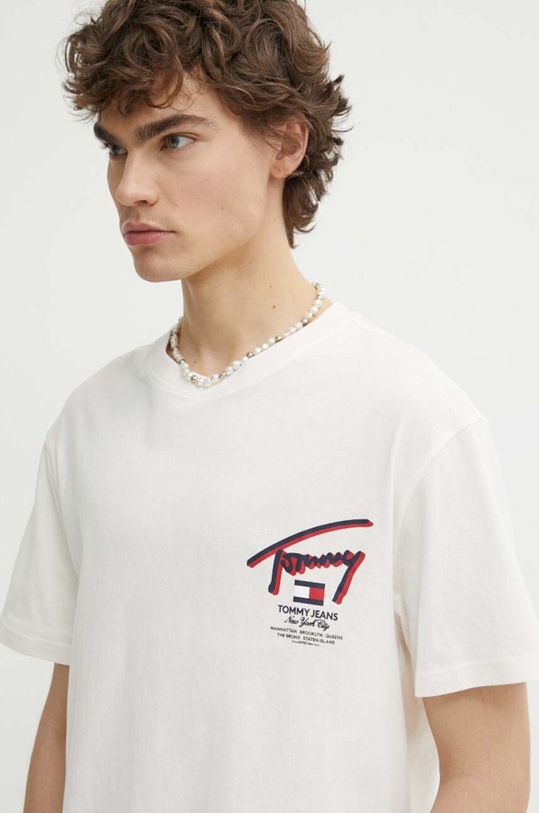 Odzież Tommy Jeans t-shirt bawełniany DM0DM18574 beżowy