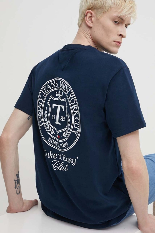 Хлопковая футболка Tommy Jeans relaxed тёмно-синий DM0DM18578