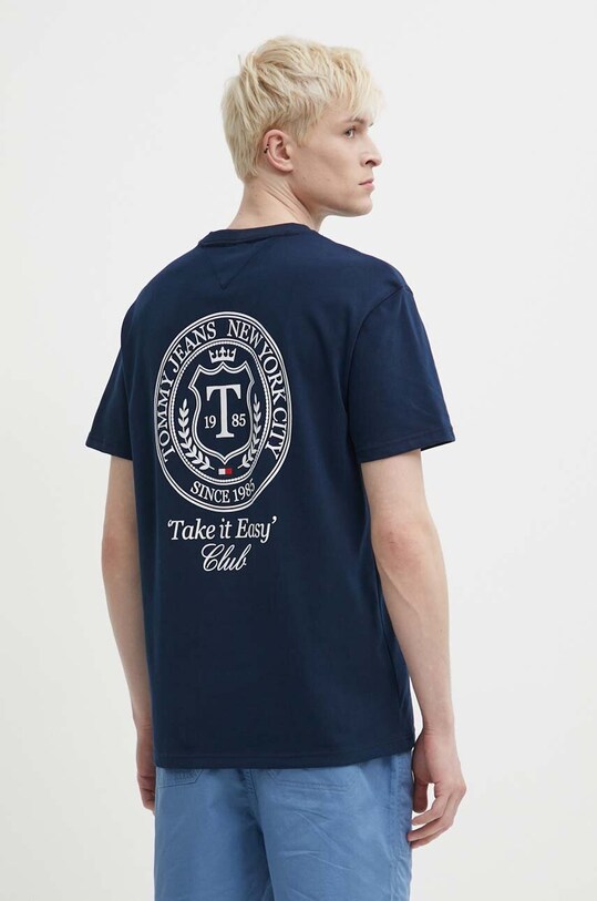 Îmbrăcăminte Tommy Jeans tricou din bumbac DM0DM18578 bleumarin