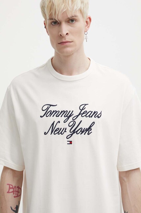 Tommy Jeans tricou din bumbac bej DM0DM18579