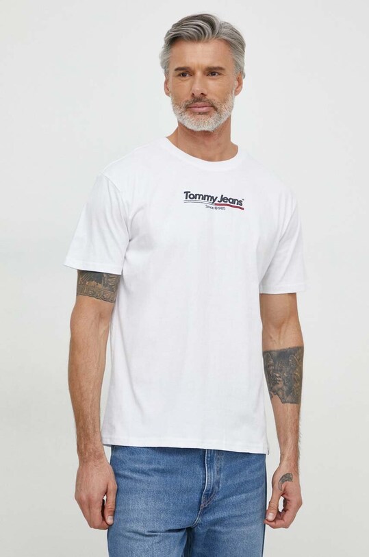 Tommy Jeans t-shirt bawełniany DM0DM18590 biały SS24