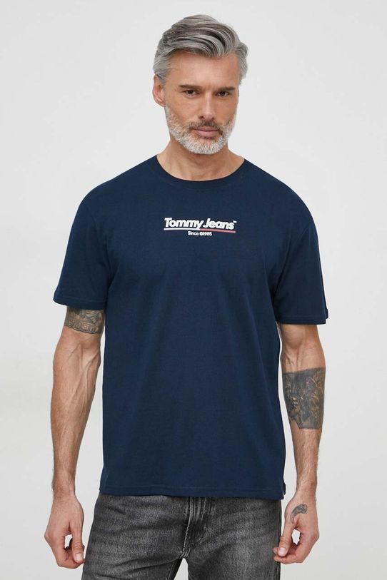 Odzież Tommy Jeans t-shirt bawełniany DM0DM18590 granatowy