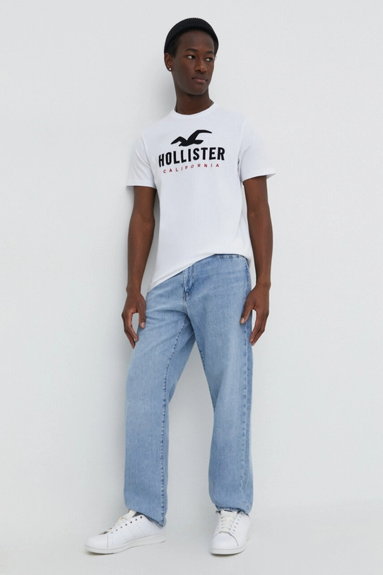 Βαμβακερό μπλουζάκι Hollister Co. KI323.4001.100 λευκό SS24