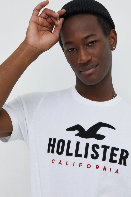 Βαμβακερό μπλουζάκι Hollister Co. λευκό KI323.4001.100