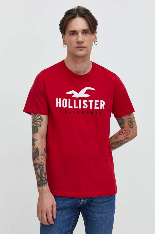 Hollister Co. t-shirt bawełniany aplikacja czerwony KI323.4001.500