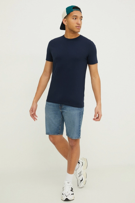 Βαμβακερό μπλουζάκι Hollister Co. KI324.4042.200 σκούρο μπλε SS24