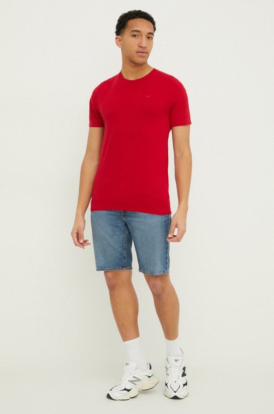 Hollister Co. t-shirt bawełniany KI324.4043.500 czerwony SS24