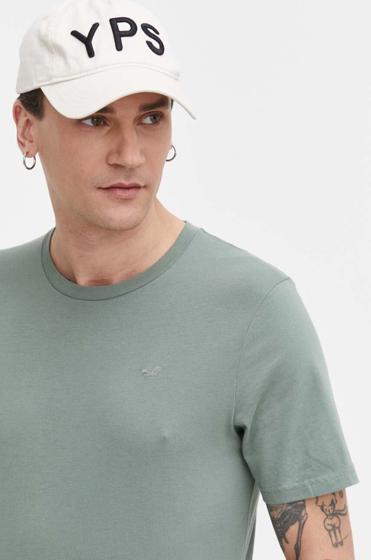 Hollister Co. t-shirt bawełniany turkusowy KI324.4044.321