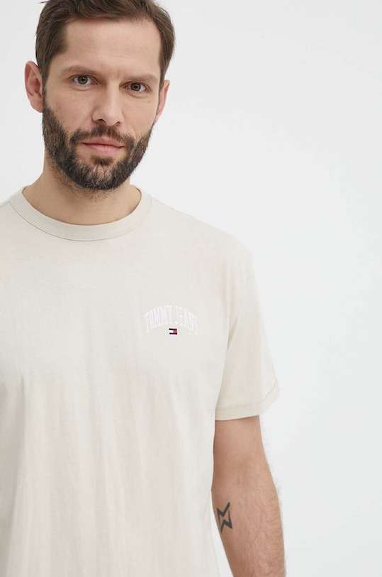 Tommy Jeans t-shirt bawełniany DM0DM18665 beżowy SS24
