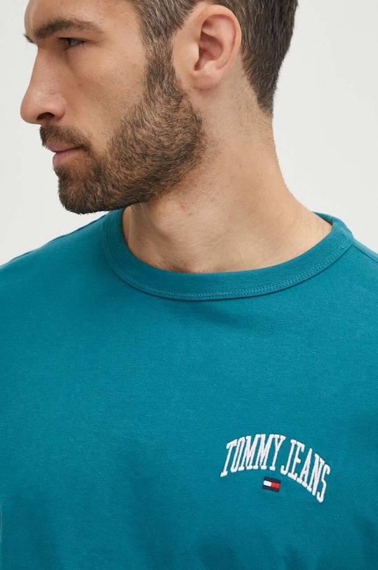 Tommy Jeans t-shirt bawełniany turkusowy DM0DM18665