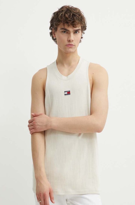 Tommy Jeans tricou din bumbac imprimeu bej DM0DM11803