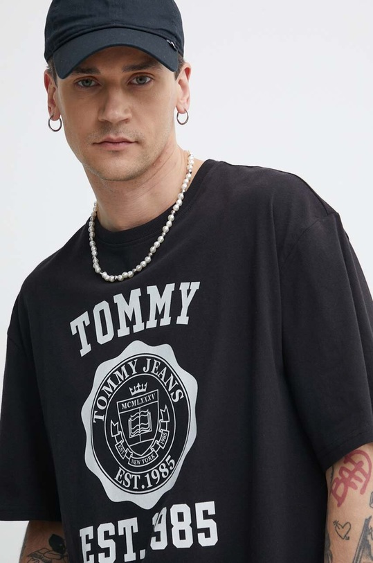 Tommy Jeans t-shirt bawełniany czarny DM0DM18560