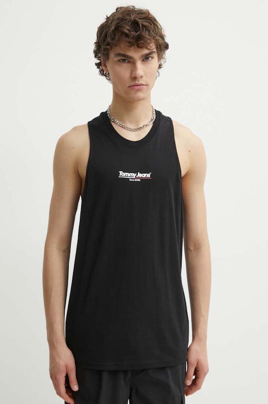 Tommy Jeans tricou din bumbac print negru DM0DM18589