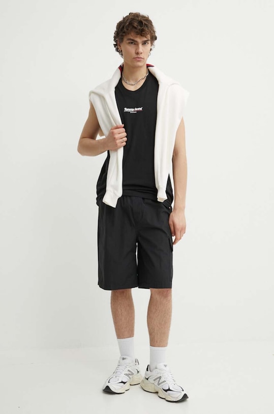 Tommy Jeans tricou din bumbac DM0DM18589 negru SS24