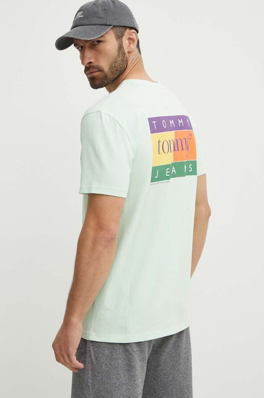 Tommy Jeans t-shirt bawełniany nadruk zielony DM0DM19171
